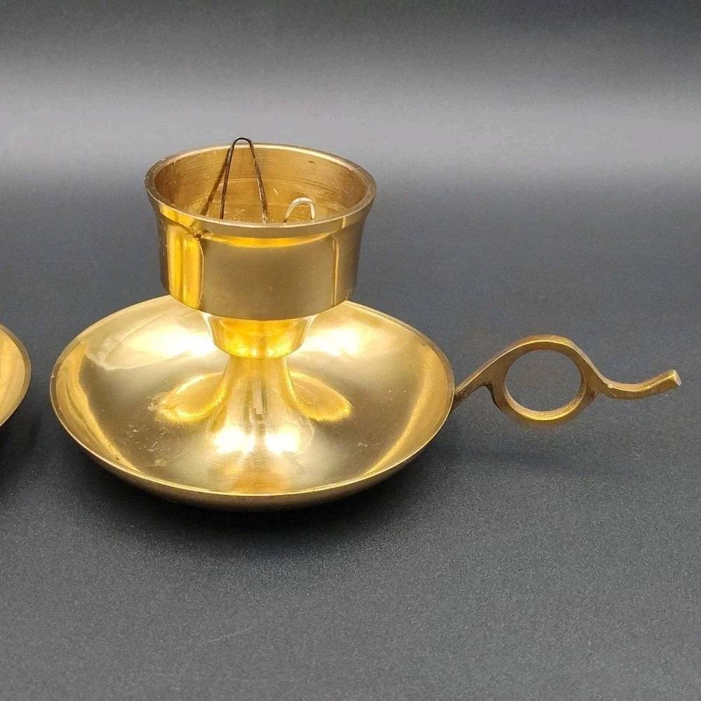 Set-2 Solid Brass Candle stick Chamberstick‎ Holders Secondary BB29.1GA1030.1739